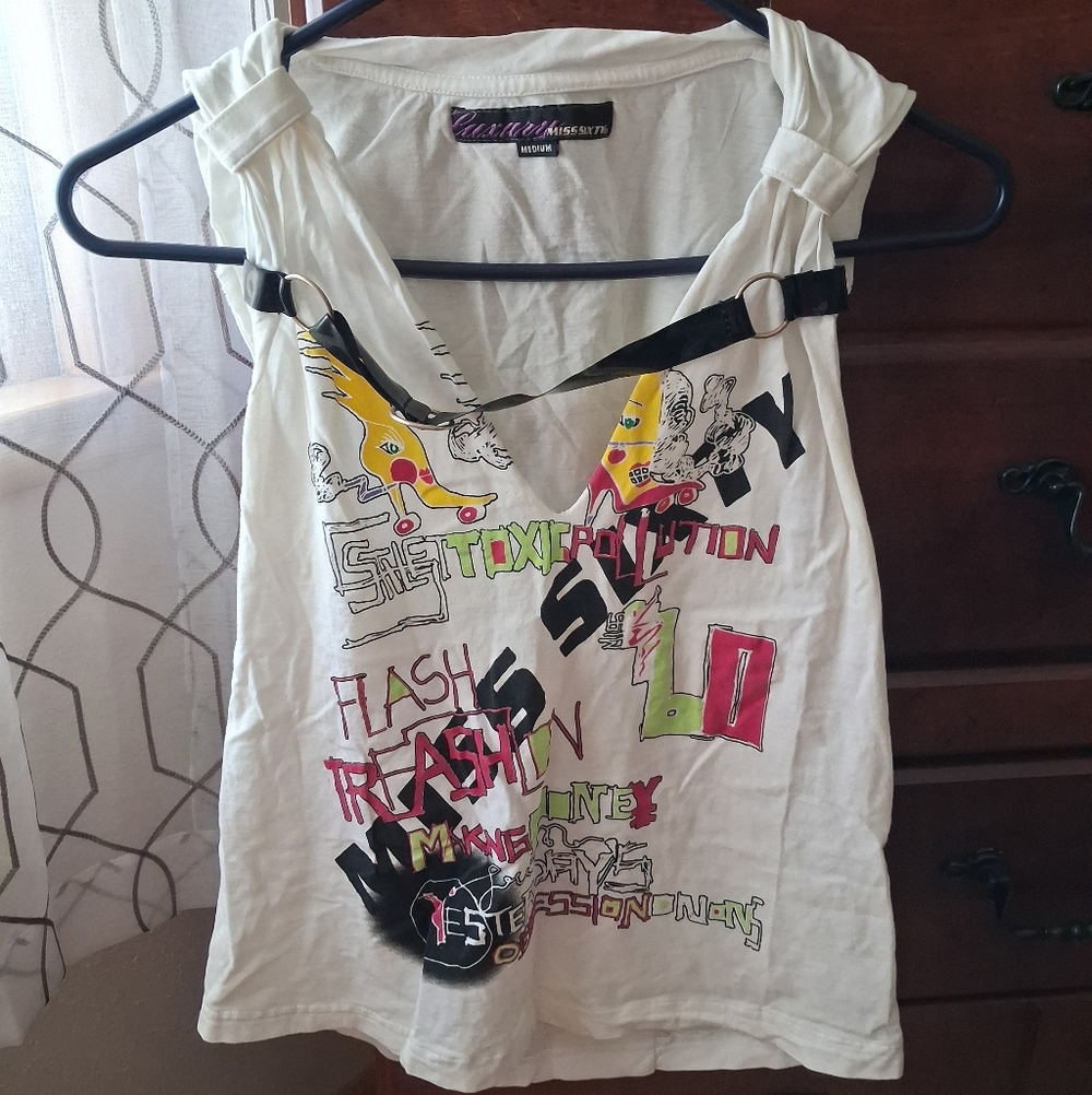 Miss Sixty White Tank with Bold Graphics